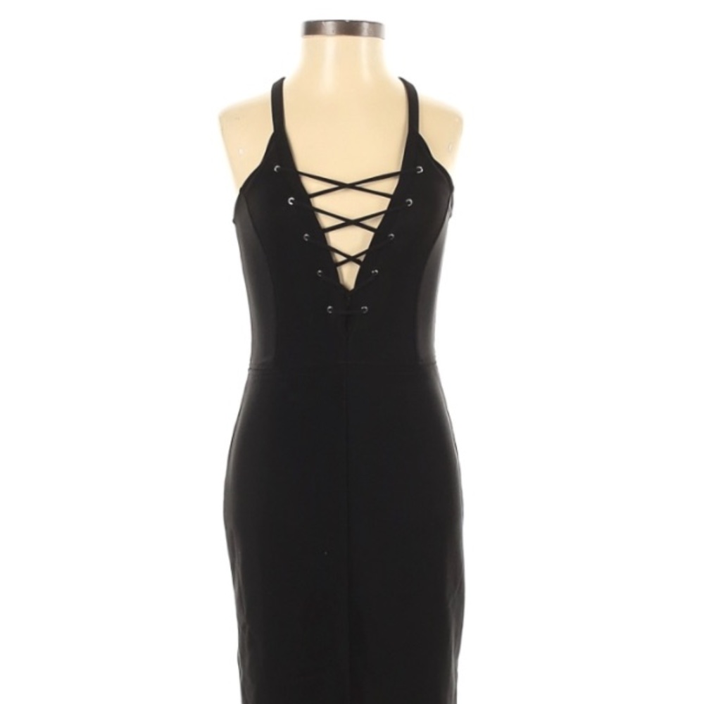 Black Leith Lace Up Bodycon Dress
